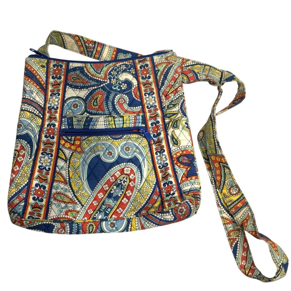 Vera Bradley Crossbody Bag Paisley Floral Quilted Cotton Purse Adjustable Strap